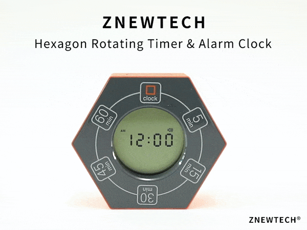 Hexagon Rotating Productivity Timer with Clock